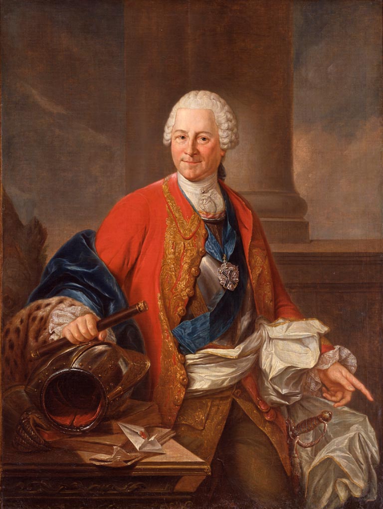 Graf Brühl, porträtiert von Marcello Bacciarelli (um 1745), © SKD_Pückler-Museum